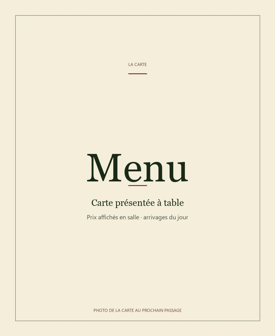 Carte La Petite Auberge, photo de la carte au prochain passage